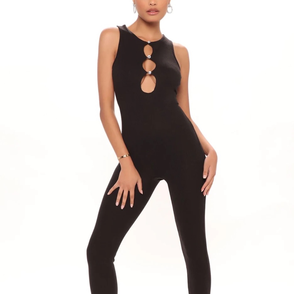 Black Ribbed Jumpsuit | Size Large | NEW
